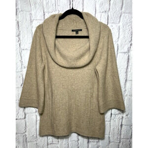CLASSIQUES ENTIER Women's Pullover Knit Sweater Cowl Neck 100% Cashmere Beige L